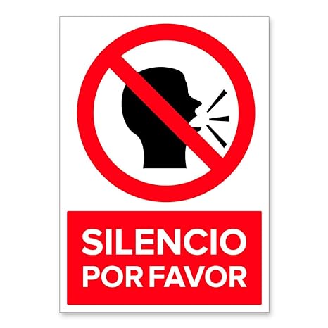 señal de silencio por favor para locales, bibliotecas y demas