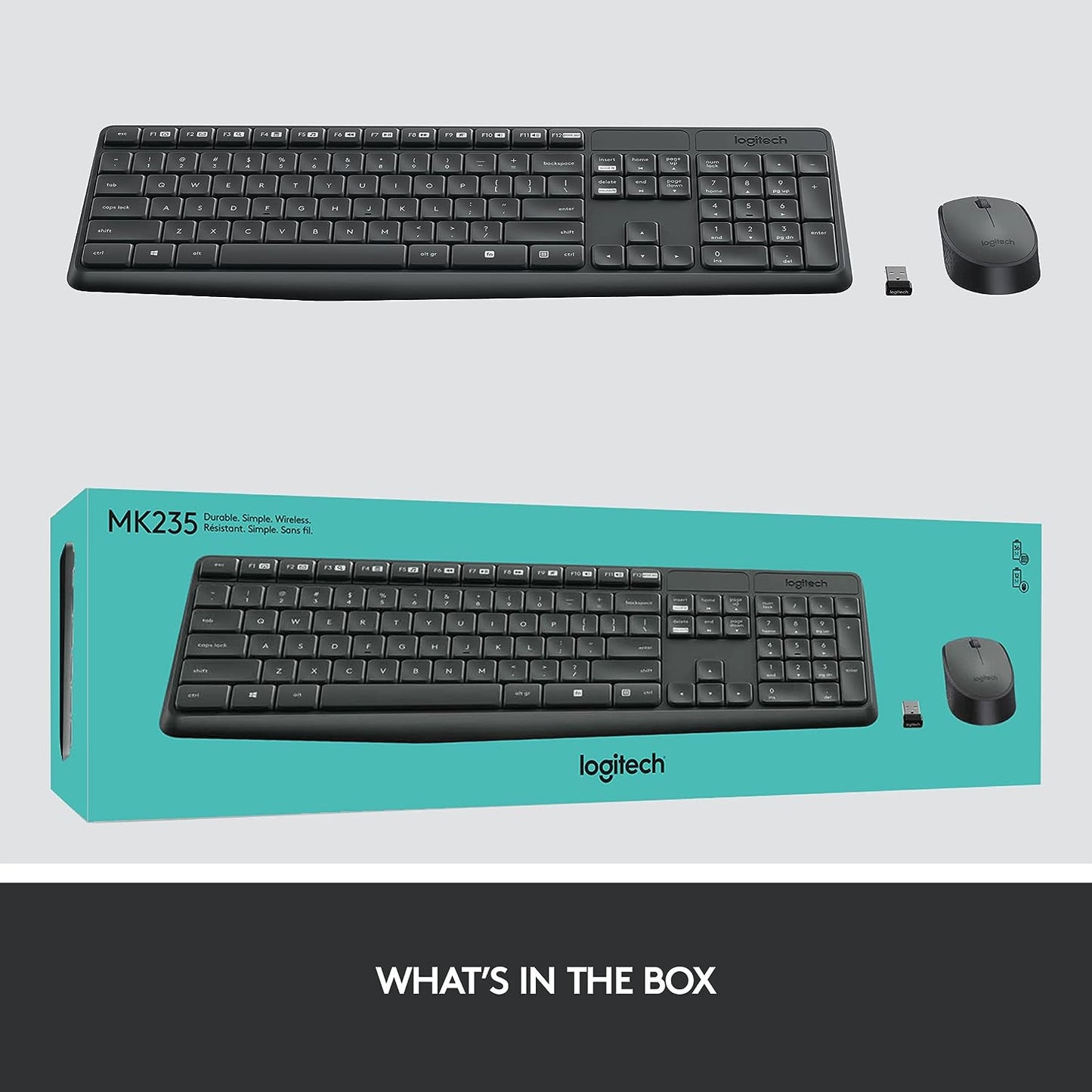 LOGITECH MK235 TECLADO INALÁMBRICO INCLUYE MOUSE, ANTI DERRAME