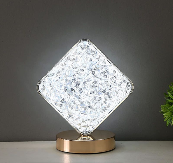 Lampara con forma de rombo diamante de mesa de noche