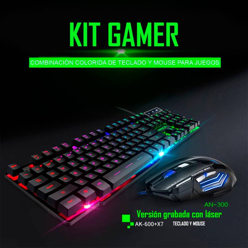 Kit gamer teclado modelo AN-300 con mouse gamer incluido