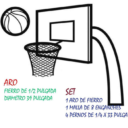 Aro de de baloncesto color negro con pernos de ensablaje