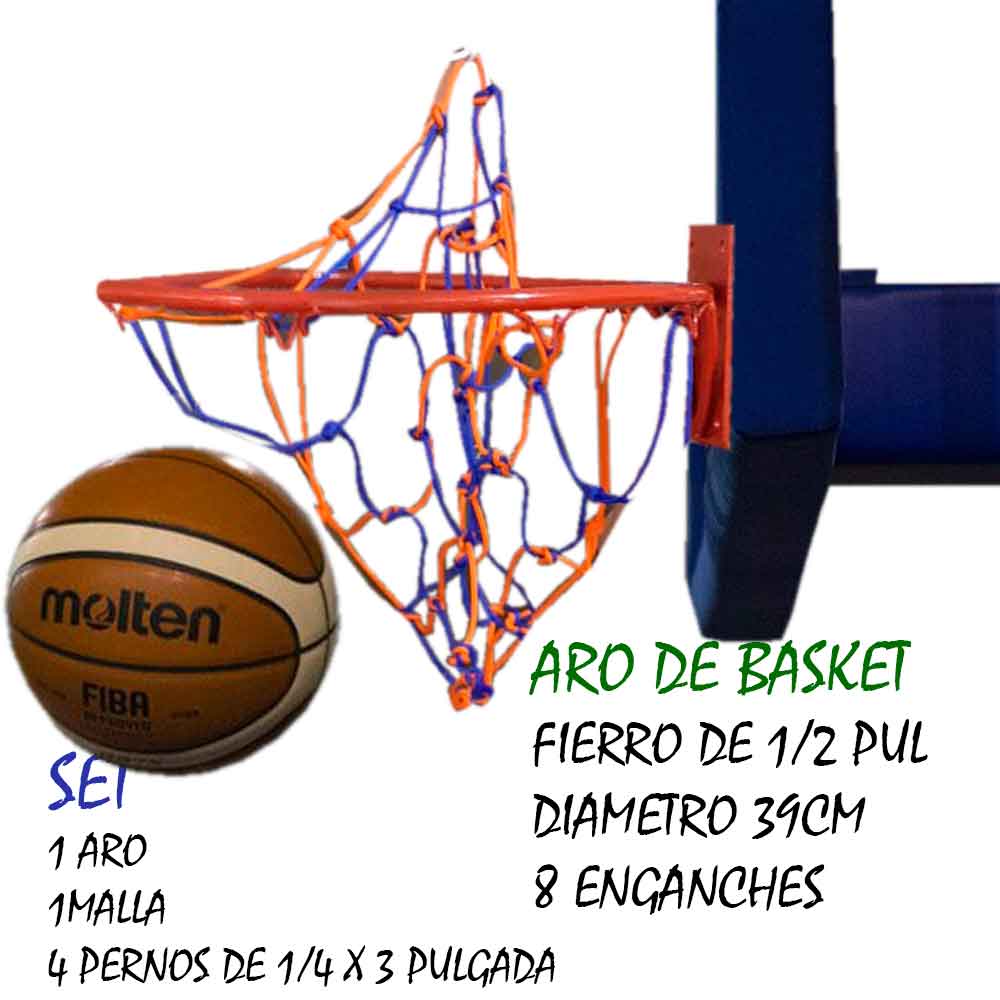 Aro de de baloncesto color negro con pernos de ensablaje