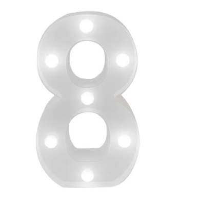 numeros del 0 al 9 blancos con Luz Led