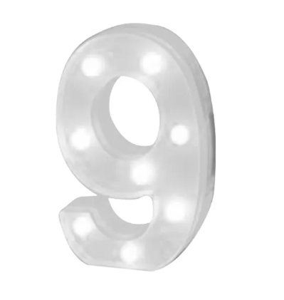 numeros del 0 al 9 blancos con Luz Led